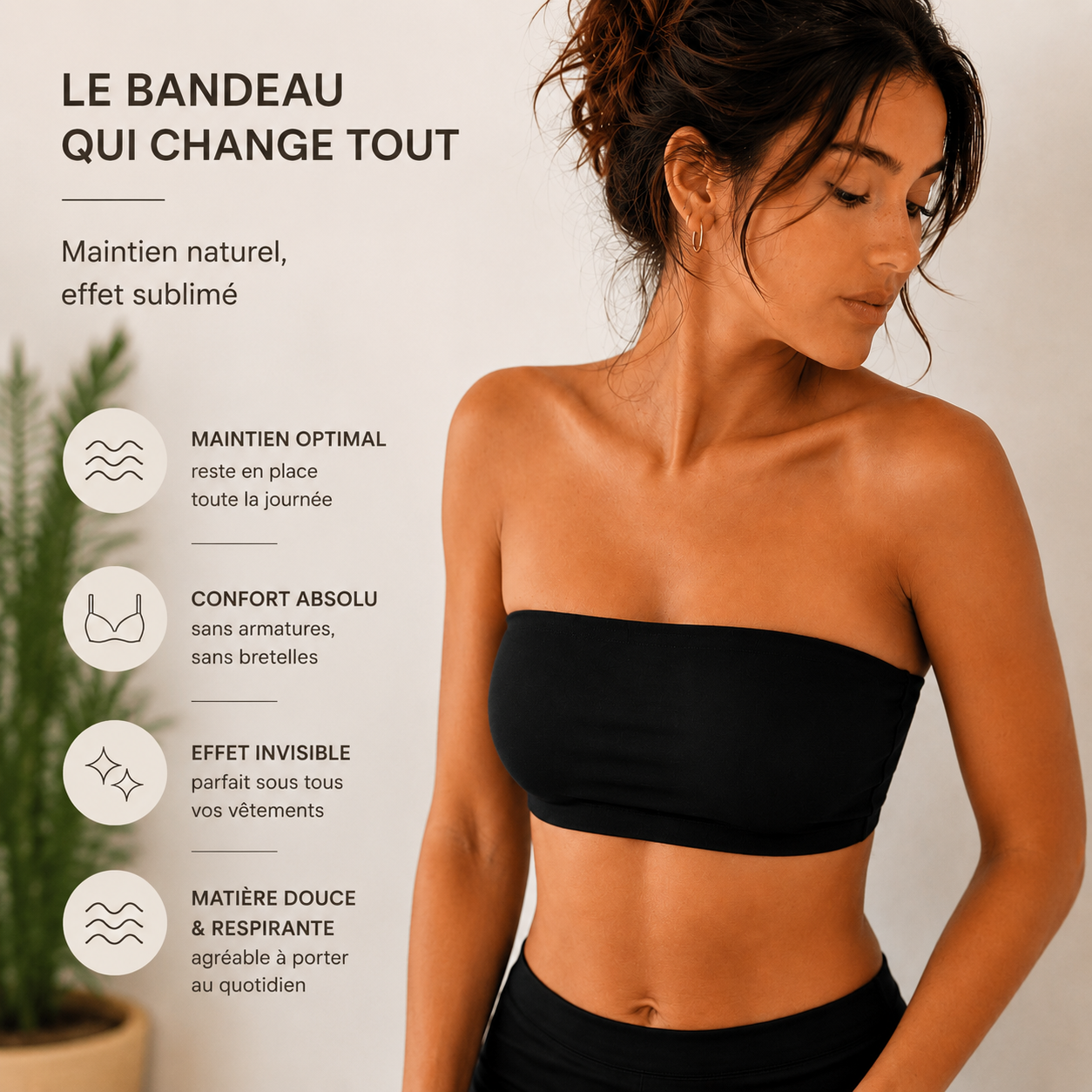 Wireless strapless bra